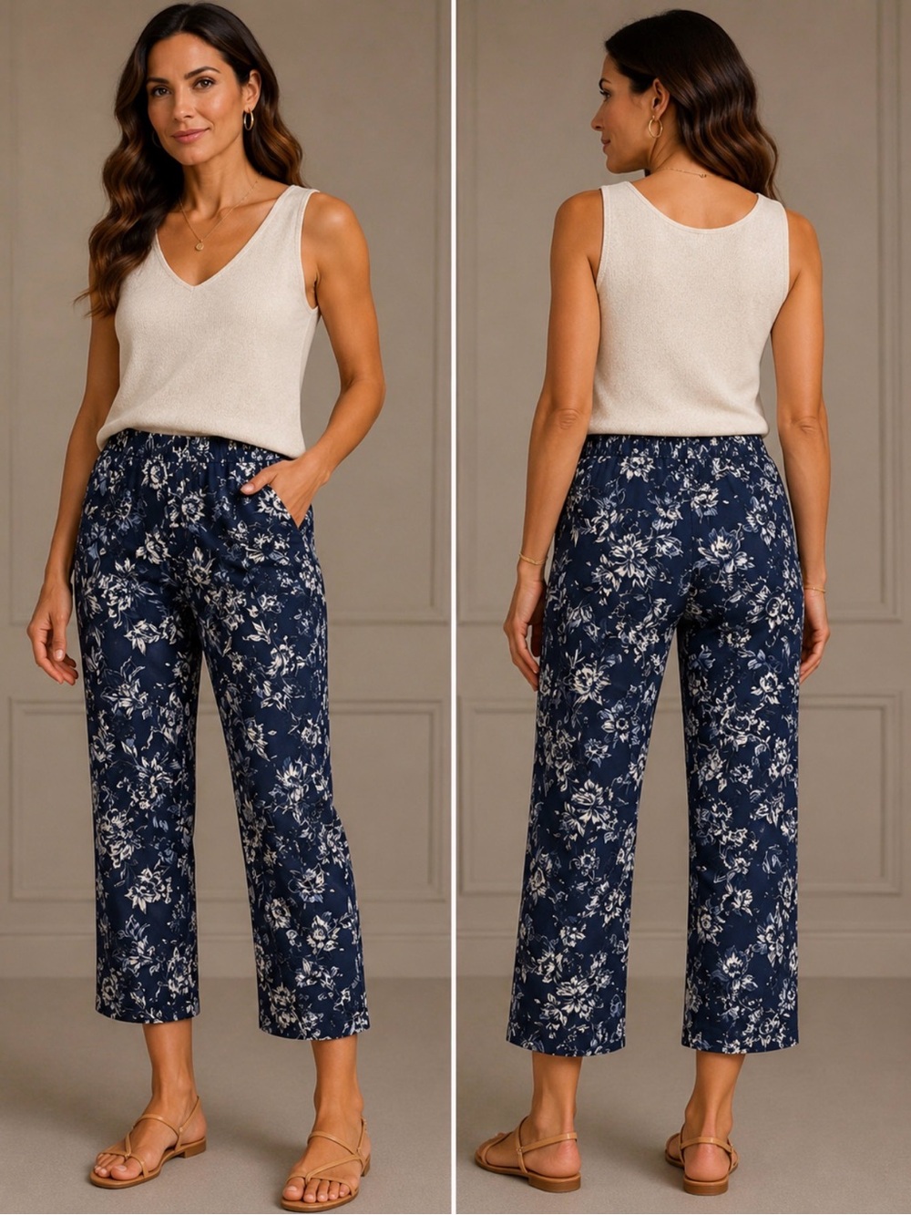 Counterparts Navy and White Floral Leggings
